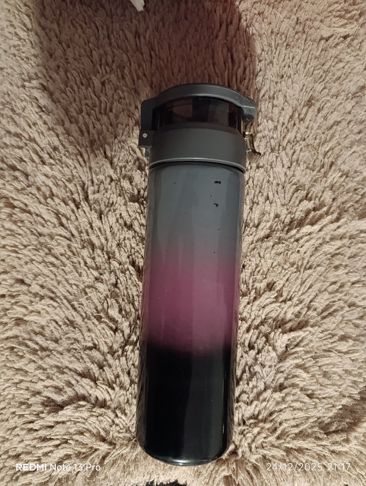 Siyah  Termos Şişesi Zaman İşaretli - Görsel 2