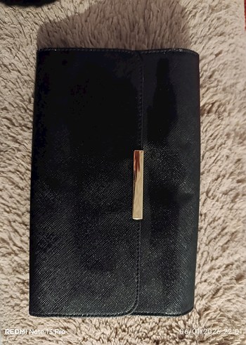 Klasik Siyah Deri  Kadın Portföy Çanta - Görsel 3