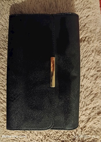 Klasik Siyah Deri  Kadın Portföy Çanta - Görsel 2