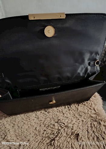 Klasik Siyah Deri  Kadın Portföy Çanta - Görsel 5