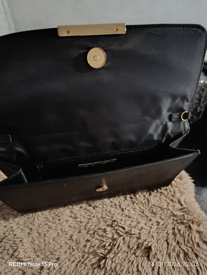 Klasik Siyah Deri  Kadın Portföy Çanta - Görsel 5