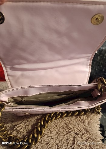 Zincir Detaylı Pembe Kadın Omuz Çantası - Görsel 4