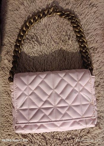 Zincir Detaylı Pembe Kadın Omuz Çantası - Görsel 2