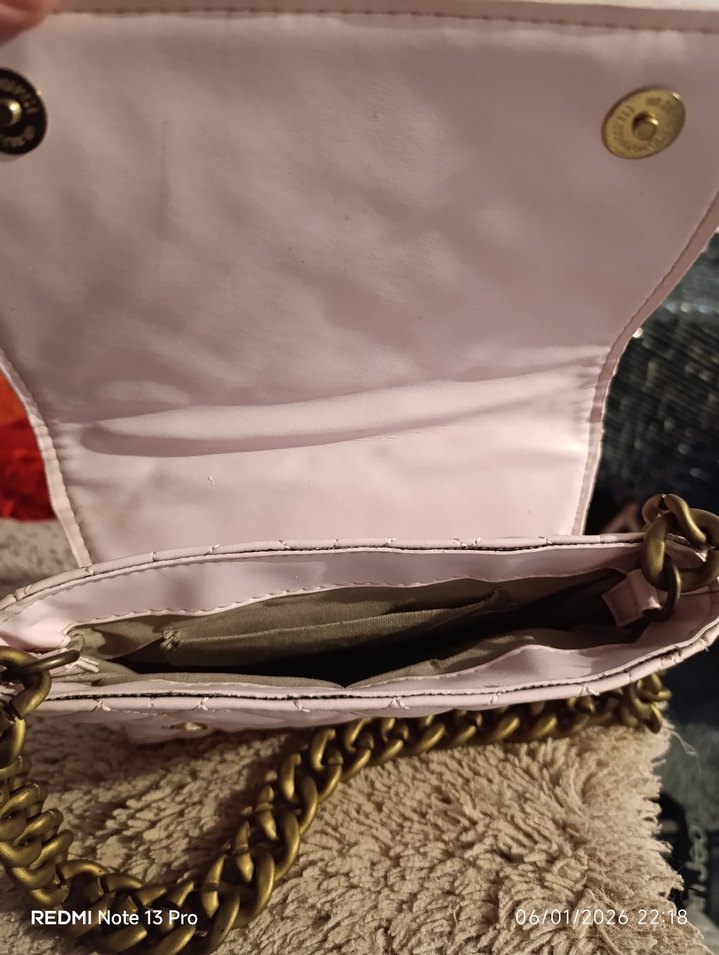 Zincir Detaylı Pembe Kadın Omuz Çantası - Görsel 4