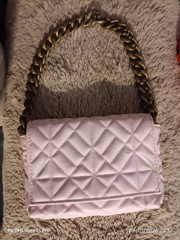 Zincir Detaylı Pembe Kadın Omuz Çantası - Görsel 2