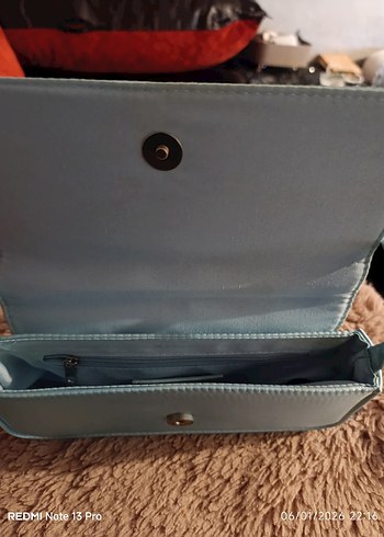 Turkuaz Süet Kadın Çanta - - Görsel 3