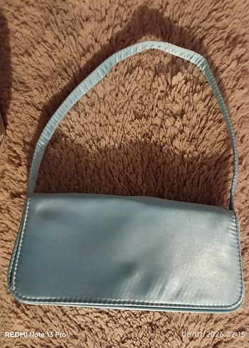 Turkuaz Süet Kadın Çanta - - Görsel 2