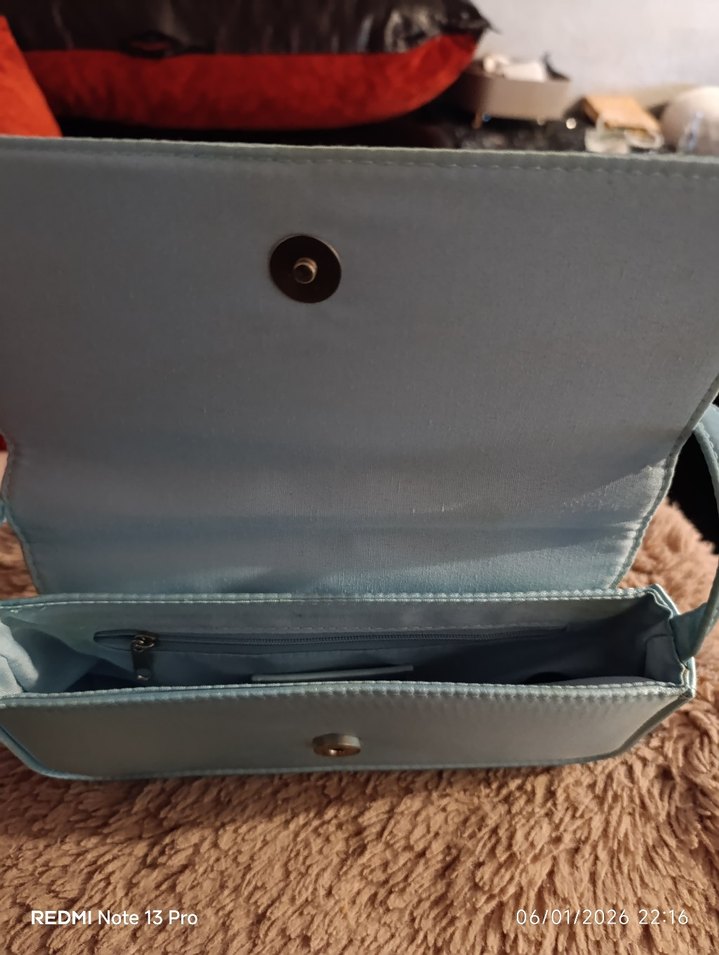 Turkuaz Süet Kadın Çanta - - Görsel 3