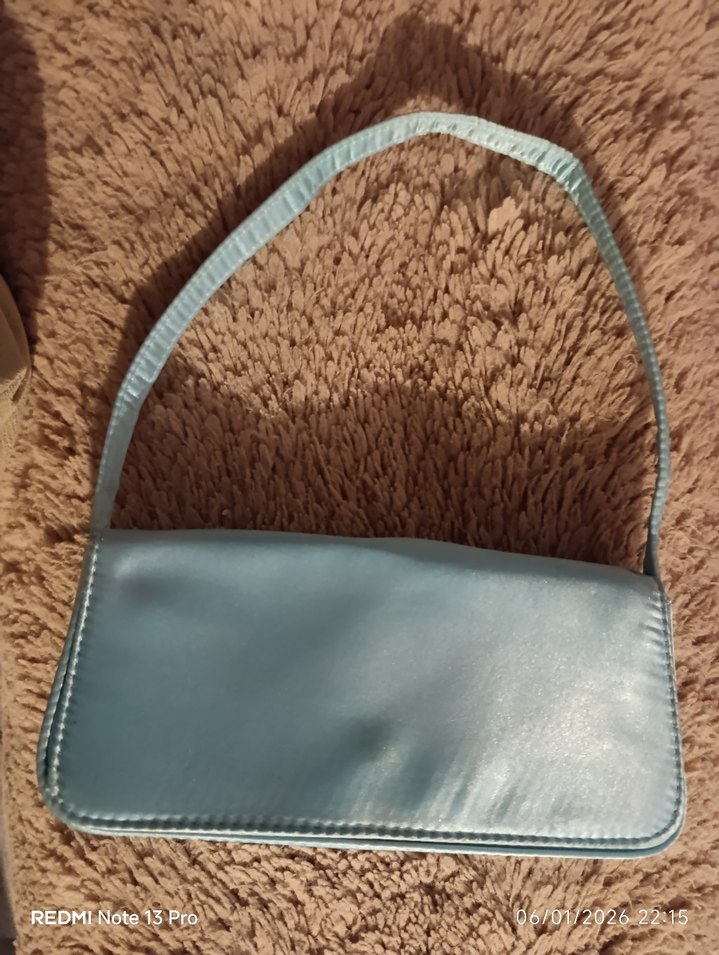 Turkuaz Süet Kadın Çanta - - Görsel 2