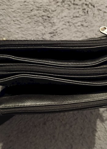 Kare Desenli Siyah Deri Kadın Çanta - Görsel 3