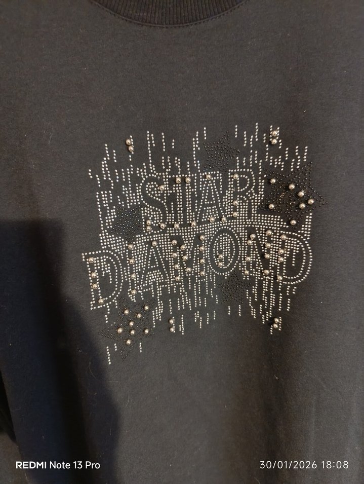 Siyah Uzun Kollu Baskılı Kadın Sweatshirt - Görsel 5