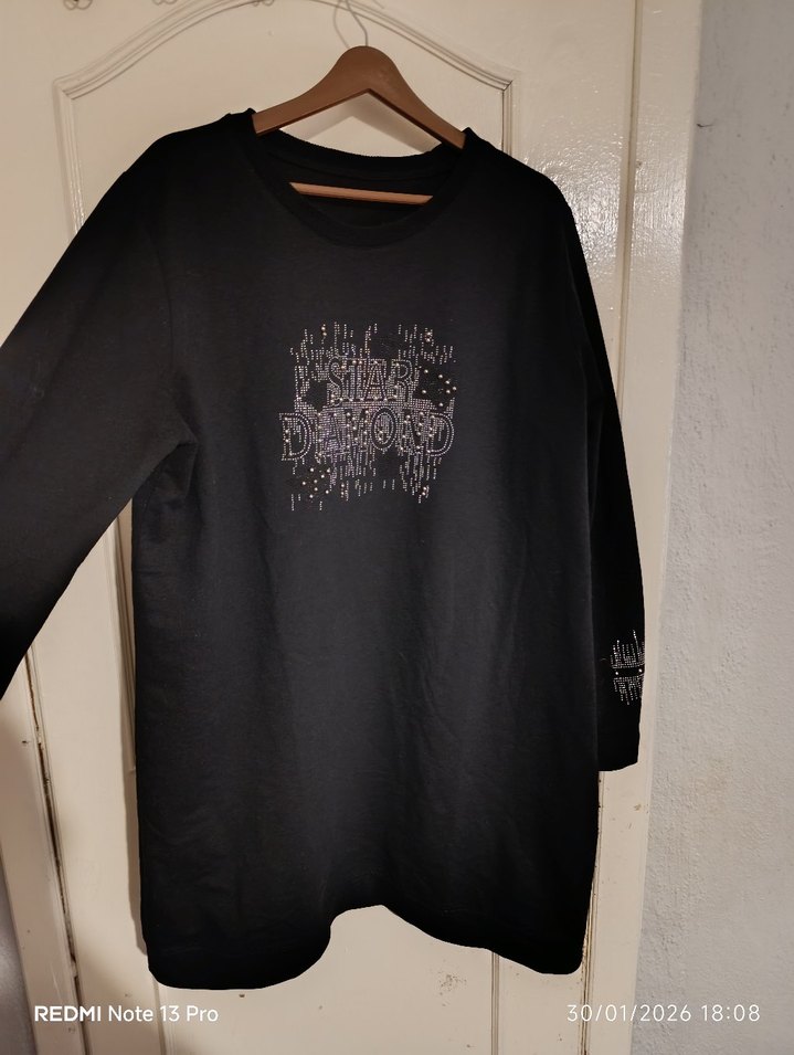 Siyah Uzun Kollu Baskılı Kadın Sweatshirt - Görsel 3