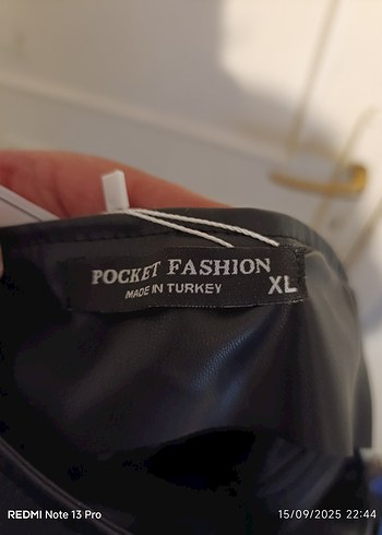 xl Beden siyah Renk poçket F. Drapeli Siyah Deri Midi Etek(XL)