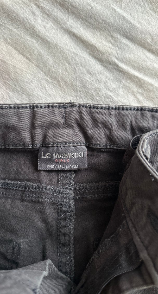 Kız Gri Denim dar Kesim Pantolon - Görsel 3