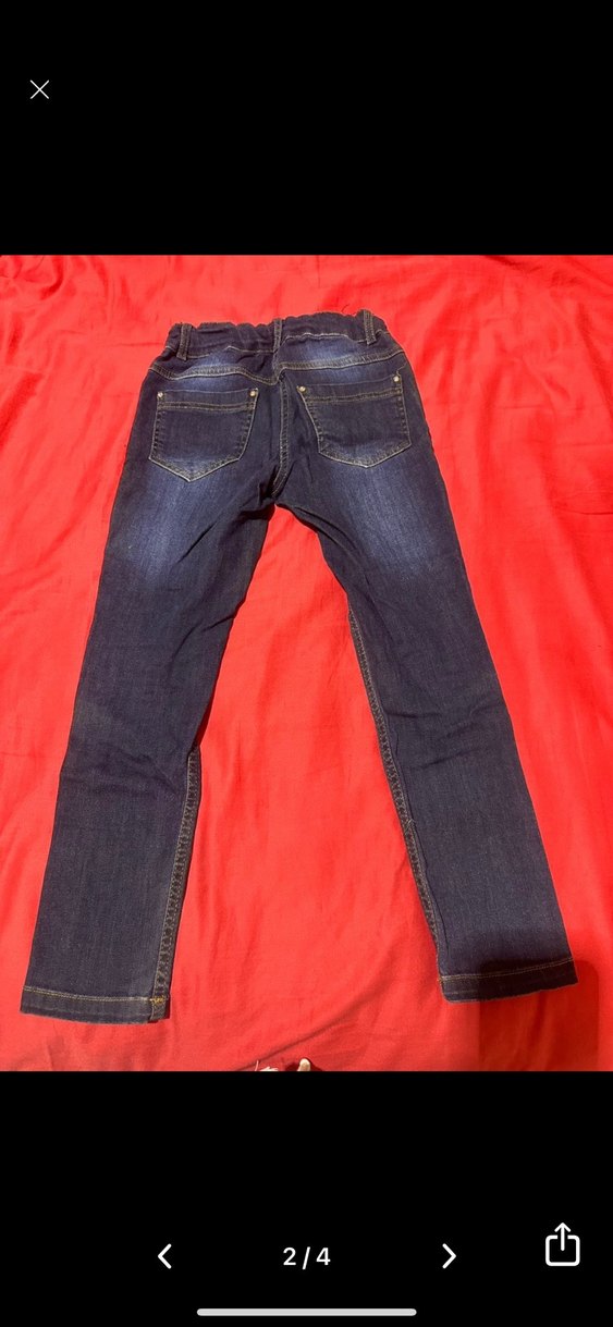 Nakışlı Düğmeli Kız Kot Pantolon - Görsel 2