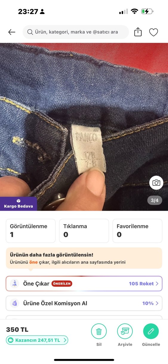 Nakışlı Düğmeli Kız Kot Pantolon - Görsel 3