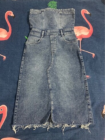 Dilvin Denim Elbise straplez
