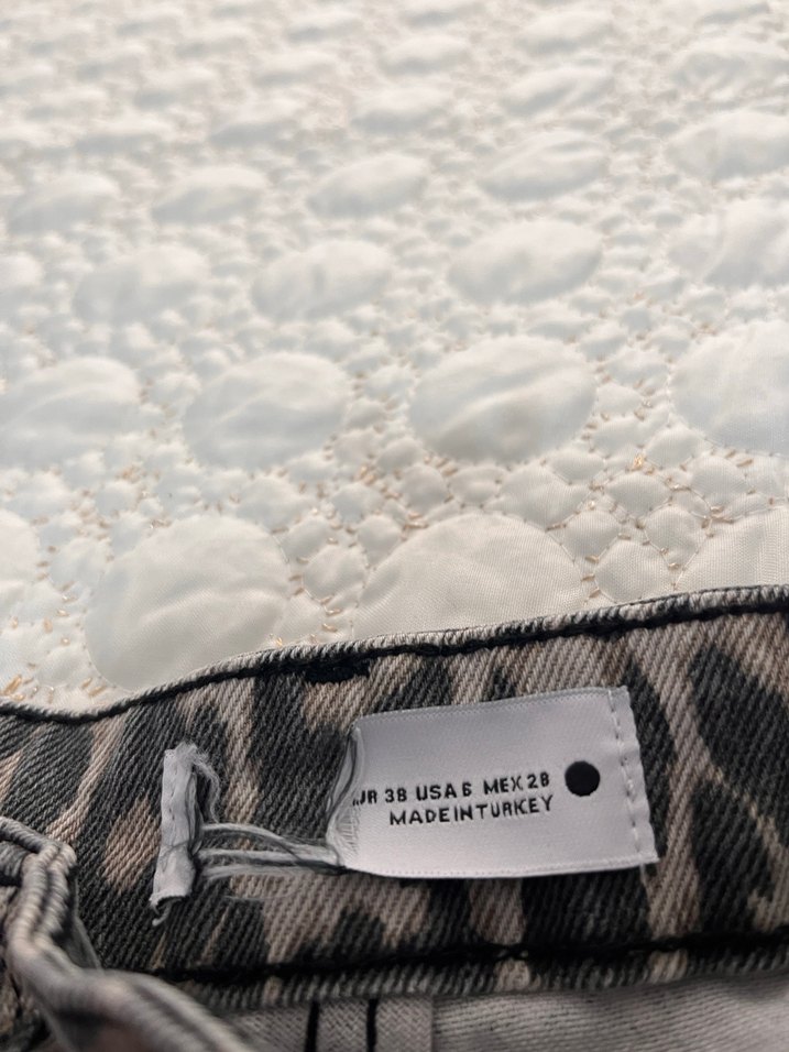 Kadın Leopar Desenli Suni Kürklü kot Pantolon - Görsel 2