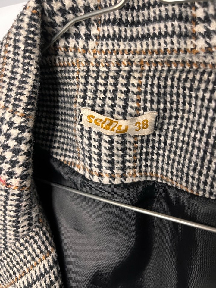 Kadın Gri Ekose Uzun Düğmeli Kaban - Görsel 2