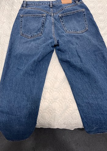 Mavi Rahat Kesim Kadın Midi Boy Kot Pantolon - Görsel 3