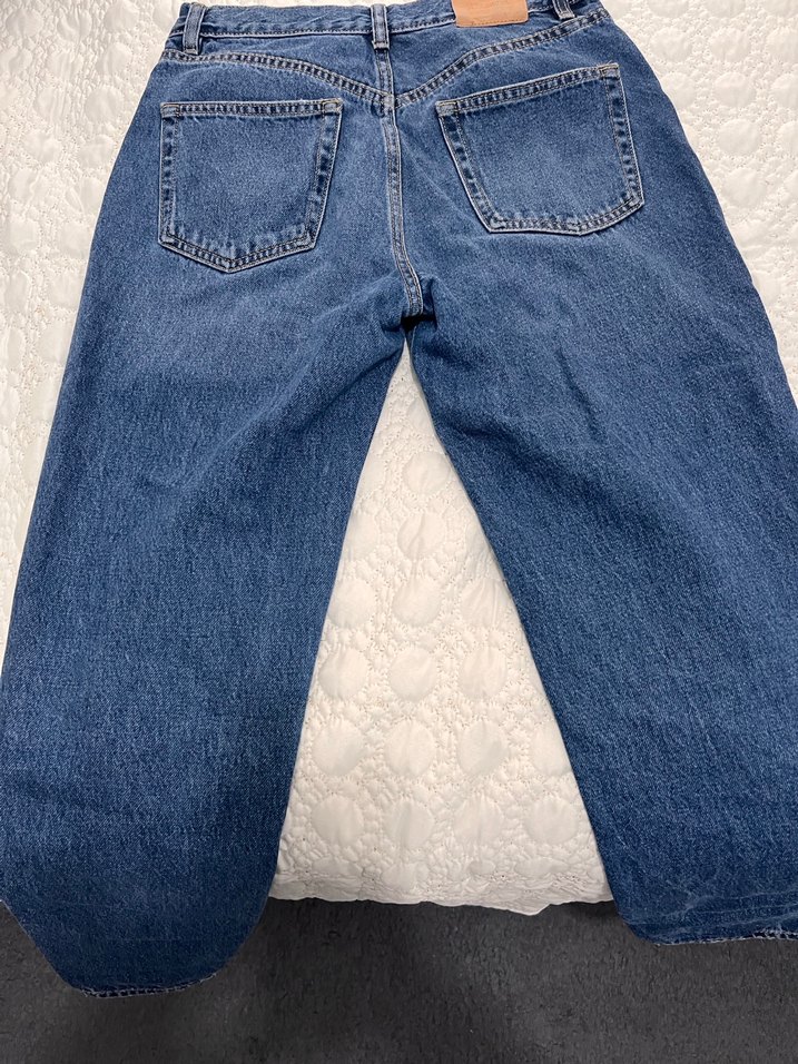 Mavi Rahat Kesim Kadın Midi Boy Kot Pantolon - Görsel 3