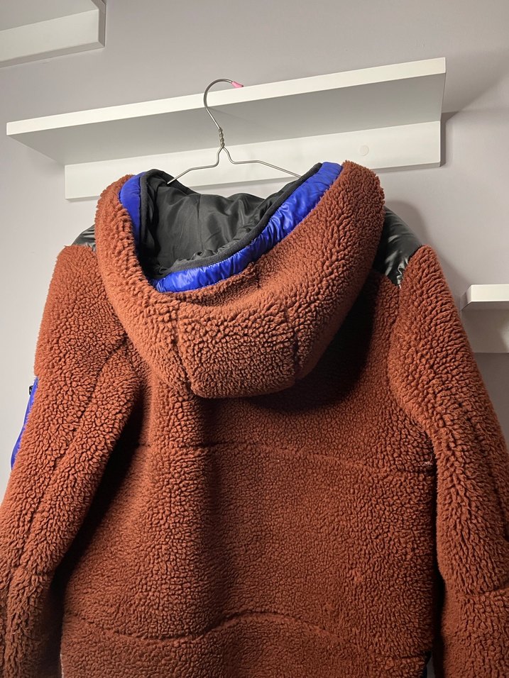 Kahverengi Kapüşonlu Kısa Peluş Ceket - Görsel 5