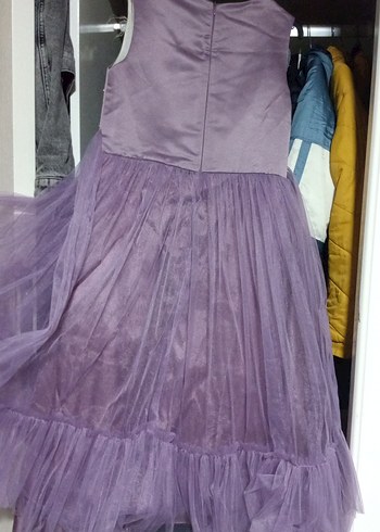 Pastel Mor Uzun Straplez Elbise - Görsel 2