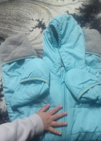 Mavi Bebek Kış Tulumu Fermuarlı Kapüşonlu - Görsel 3