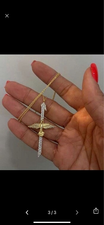 Beden Gold Taşlı Elif Anka Kuşu Çelik Kolye