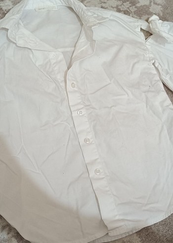 Düğmeli Beyaz Keten çocuk Gömlek - Görsel 2