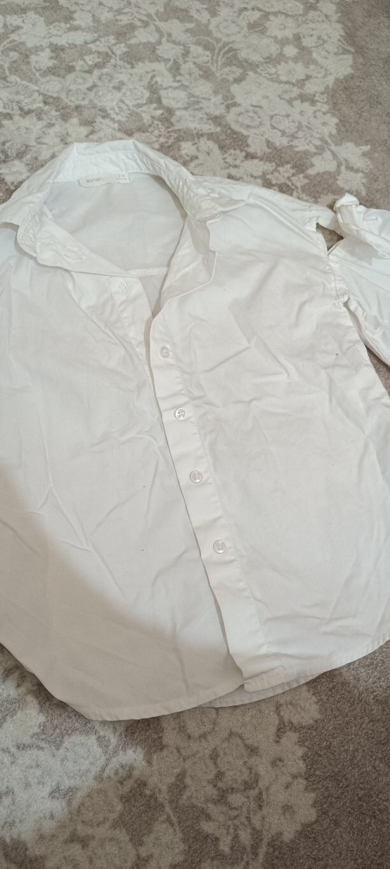 Düğmeli Beyaz Keten çocuk Gömlek - Görsel 2