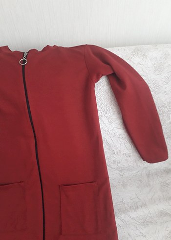 m Beden Bordo Fermuarlı Uzun hırka