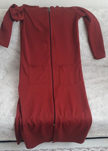 Diğer Bordo Fermuarlı Uzun hırka