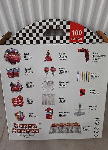  Şimşek Mcqueen 100 parça doğumgünü seti