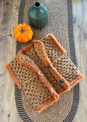 Kahverengi bebek yelek 1-2 yaş - Görsel 2