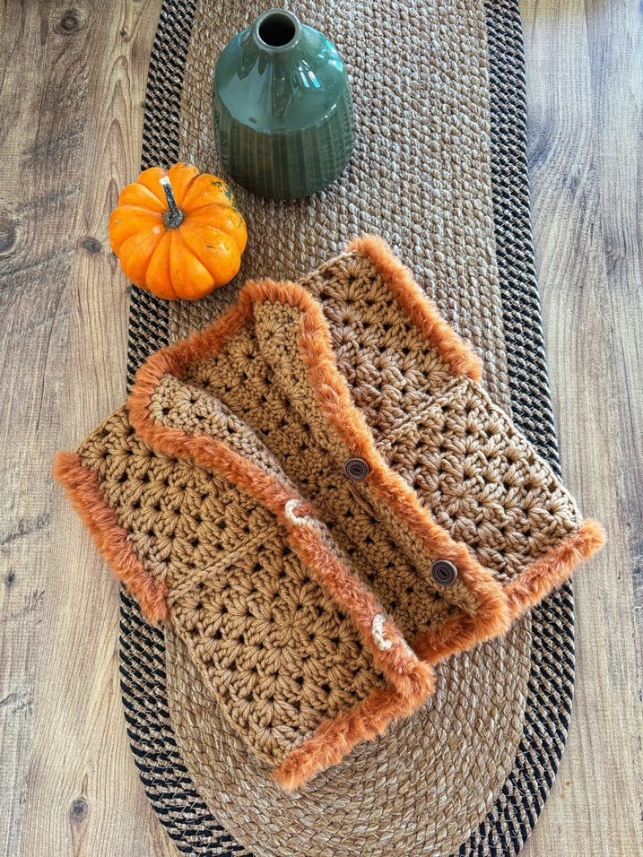 Kahverengi bebek yelek 1-2 yaş - Görsel 2