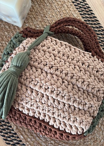 Püsküllü Bohem Örgü Kadın Çanta - Görsel 2