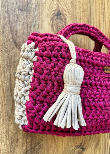 Bordo Örgü Bohem Kadın Çanta - Görsel 2