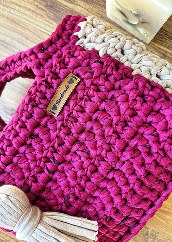 Bordo Örgü Bohem Kadın Çanta - Görsel 3