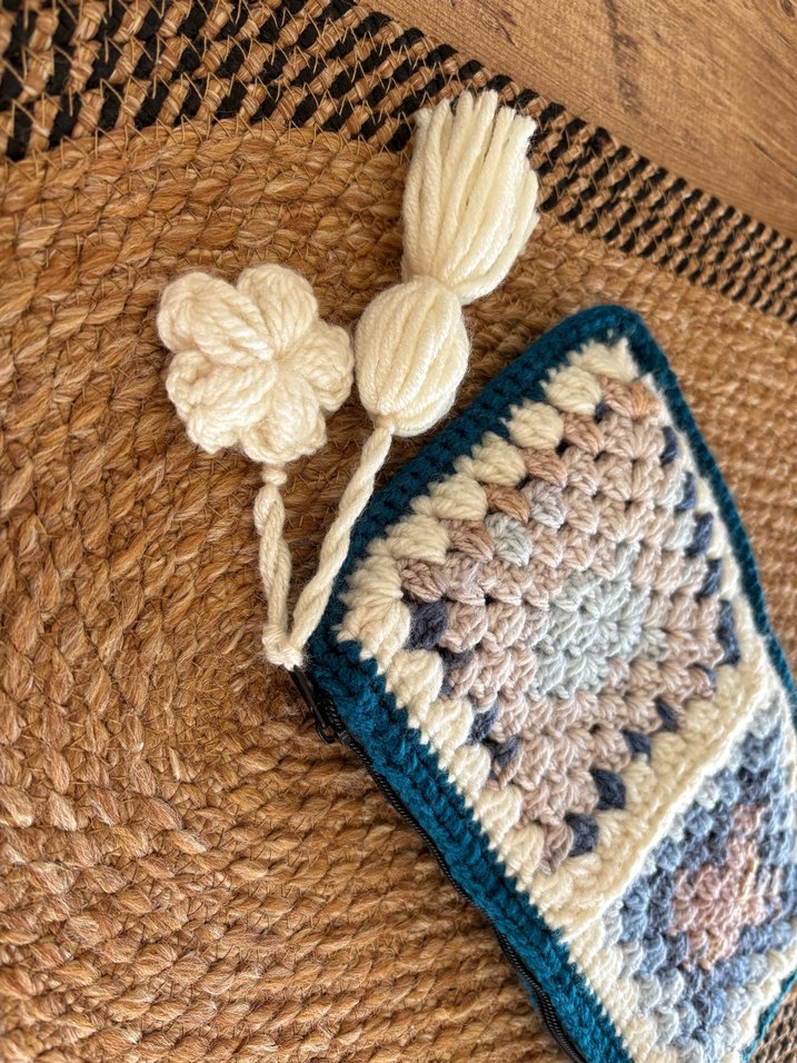 Bohem Çok Renkli Örgü cüzdan - Görsel 4