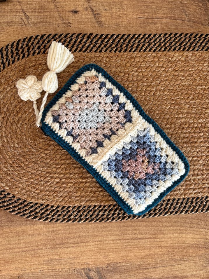 Bohem Çok Renkli Örgü cüzdan - Görsel 3