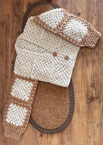 Bej Uzun Kollu Bohem Kadın Hırka - Görsel 2