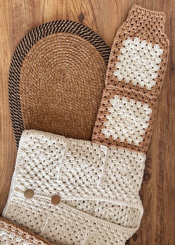 Bej Uzun Kollu Bohem Kadın Hırka - Görsel 3