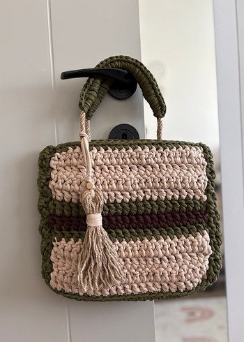 Püsküllü Bohem Kadın Örgü Çanta - Görsel 4