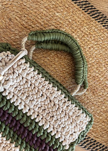 Püsküllü Bohem Kadın Örgü Çanta - Görsel 5