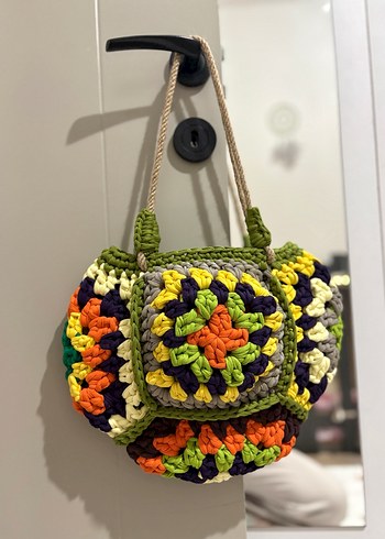Renkli Örgü Bohem Kadın Çantası - Görsel 2