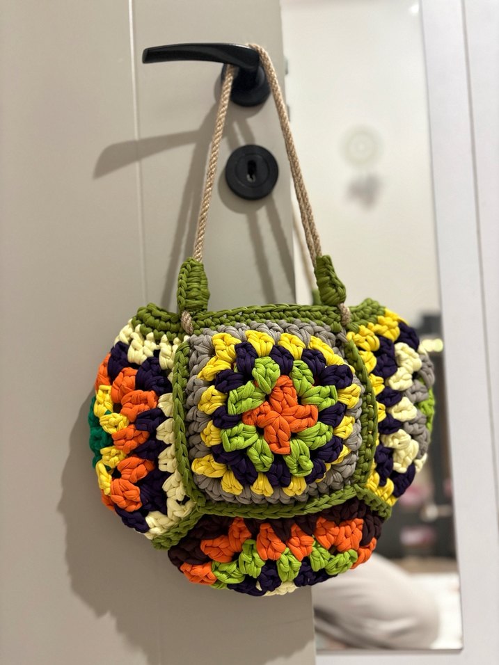 Renkli Örgü Bohem Kadın Çantası - Görsel 2