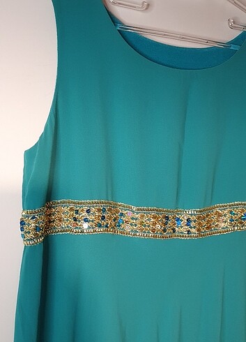 diğer Beden turkuaz Renk Özel Dikim Yeşil sifon elbise