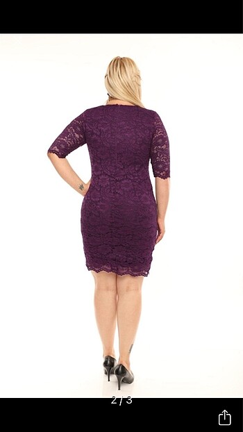 Kadın güpür detay abiye elbise - Görsel 2