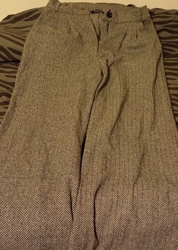 Düğmeli Gri Midi Kumaş Kadın Pantolon - Görsel 2